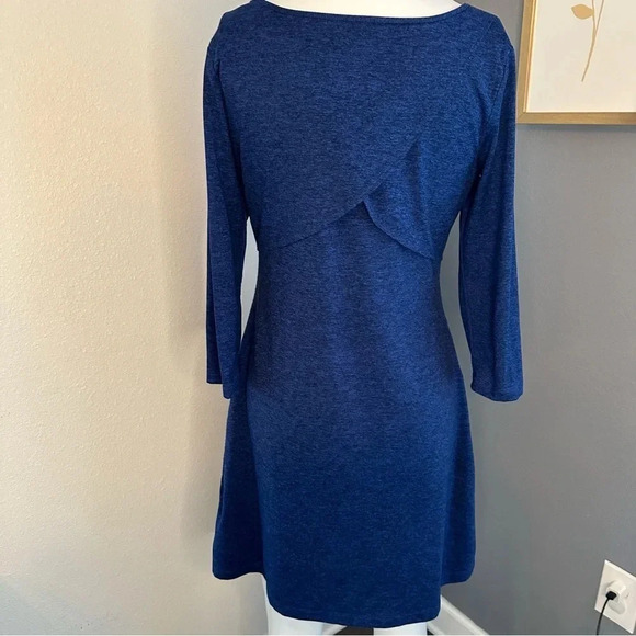 Patagonia Women Seabrook Dress 3/4 Sleeve Faux Wrap Back UPF 50+ Moon Blue Small - Picture 3 of 7